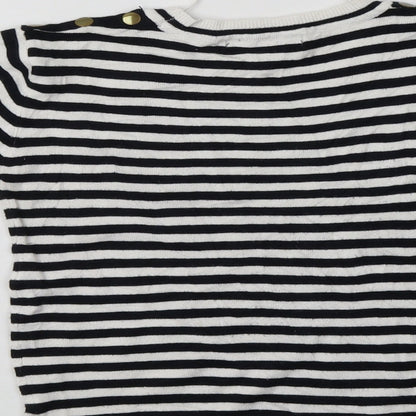 Primark Womens White Crew Neck Striped Viscose Pullover Jumper Size 10