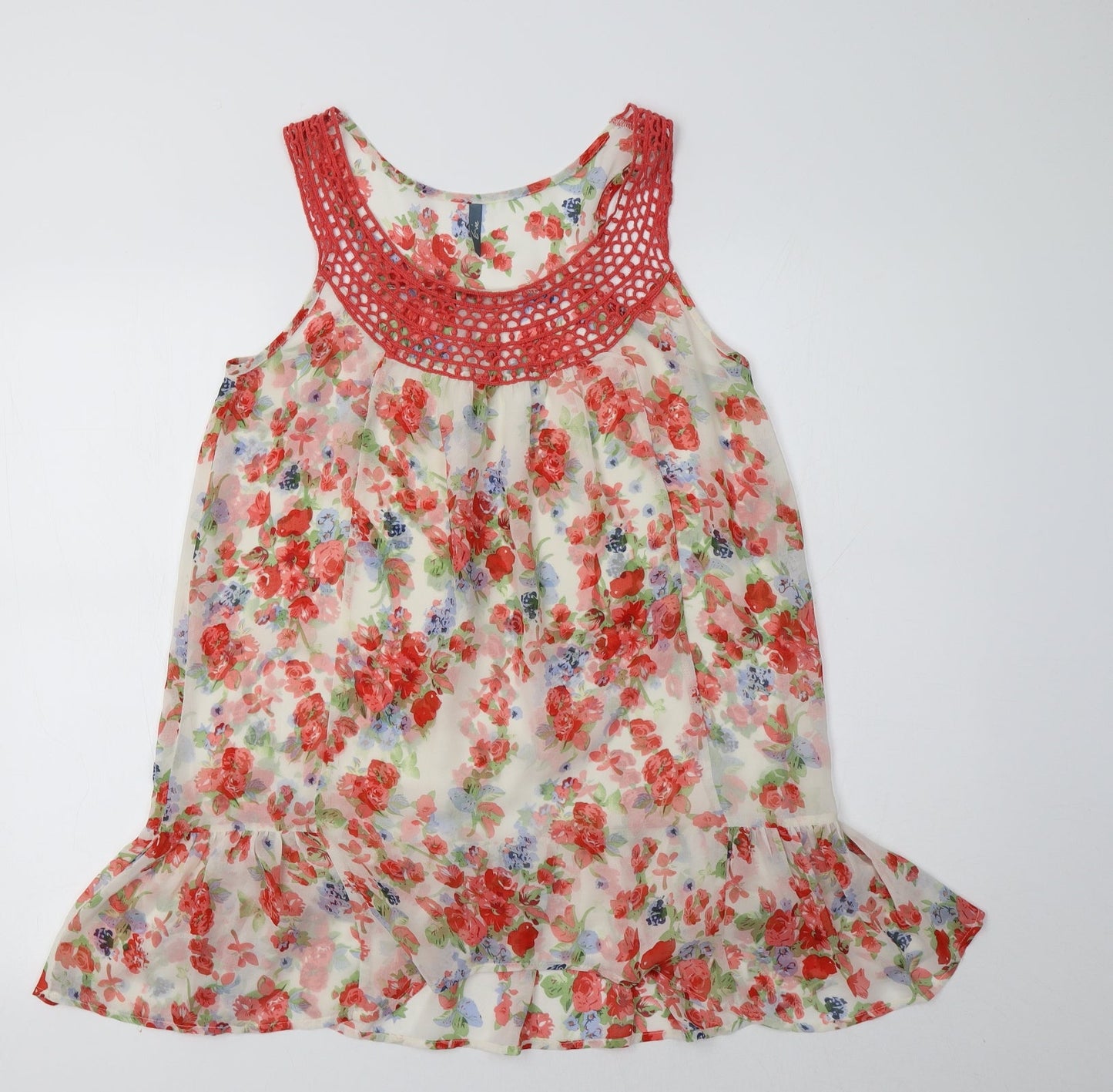 E-vie Womens Multicoloured Floral Polyester Tunic Tank Size 12 Scoop Neck