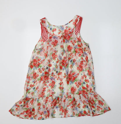 E-vie Womens Multicoloured Floral Polyester Tunic Tank Size 12 Scoop Neck