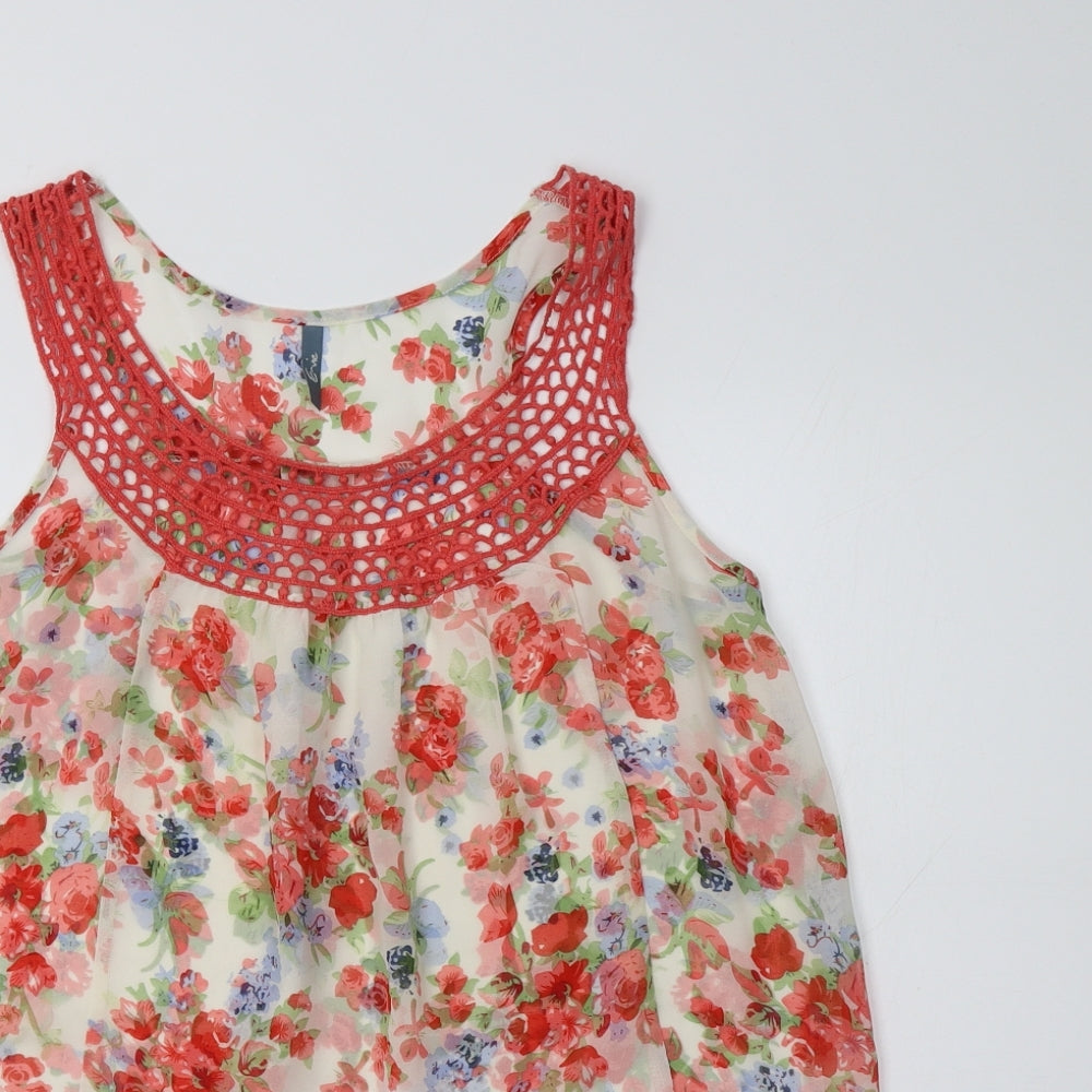 E-vie Womens Multicoloured Floral Polyester Tunic Tank Size 12 Scoop Neck