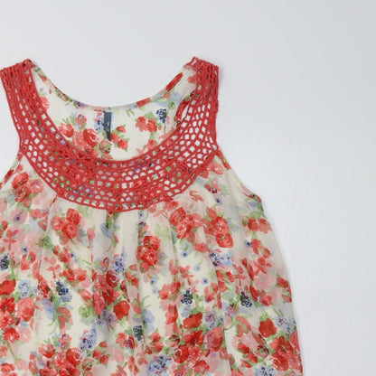 E-vie Womens Multicoloured Floral Polyester Tunic Tank Size 12 Scoop Neck