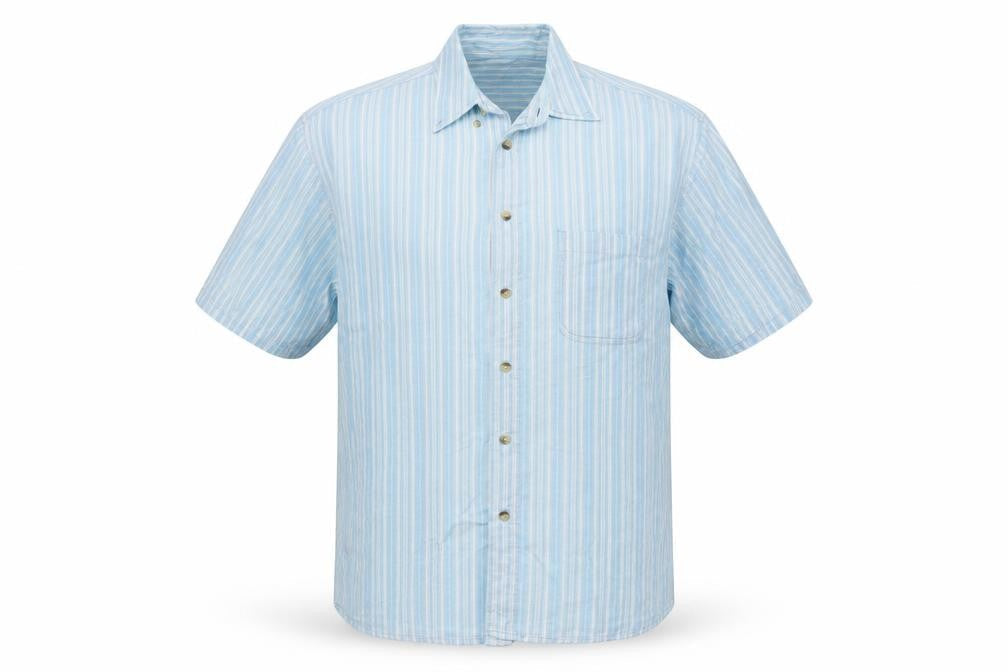 Mens UK Size L Armando Blue  Button-Up Short Sleeve Casual Shirt