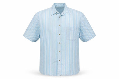 Mens UK Size L Armando Blue  Button-Up Short Sleeve Casual Shirt