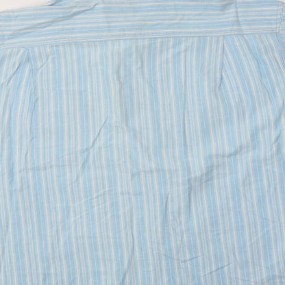Armando Mens Blue Striped Cotton  Button-Up Size L Collared