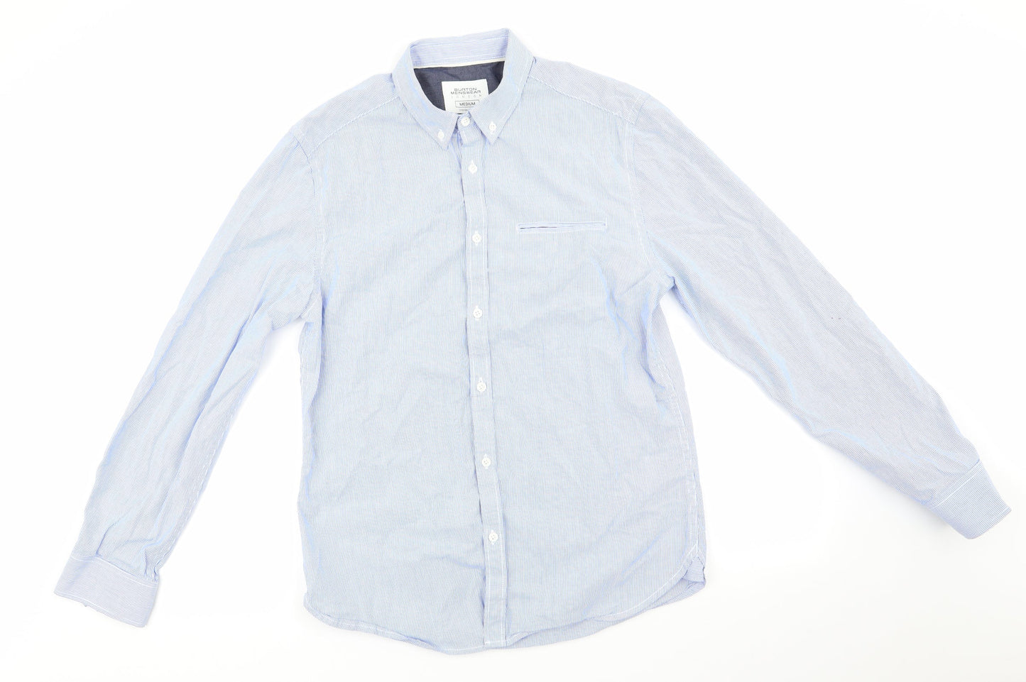 Mens UK Size M Burtons Menswear Blue  Button-Up Long Sleeve Casual Shirt
