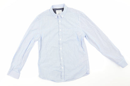 Mens UK Size M Burtons Menswear Blue  Button-Up Long Sleeve Casual Shirt