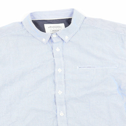 Mens UK Size M Burtons Menswear Blue  Button-Up Long Sleeve Casual Shirt