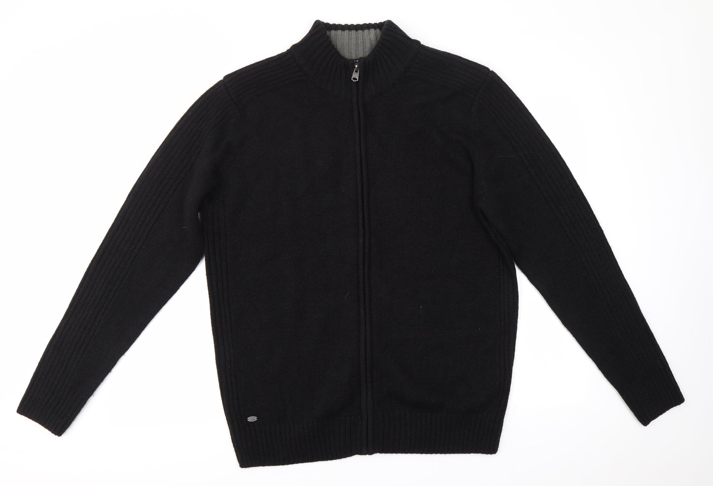 Kensington Mens Black High Neck  Acrylic Full Zip Jumper Size L