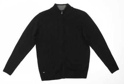 Kensington Mens Black High Neck  Acrylic Full Zip Jumper Size L