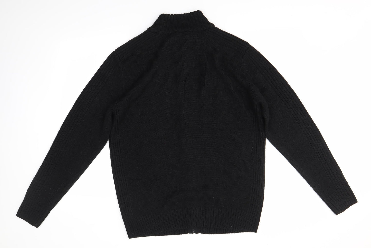Kensington Mens Black High Neck  Acrylic Full Zip Jumper Size L