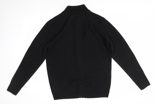Kensington Mens Black High Neck  Acrylic Full Zip Jumper Size L