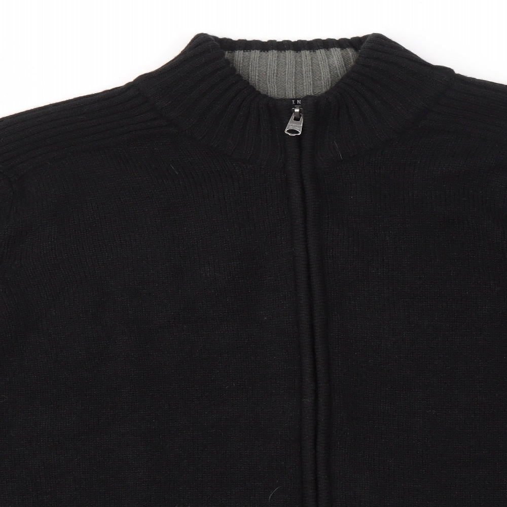 Kensington Mens Black High Neck  Acrylic Full Zip Jumper Size L