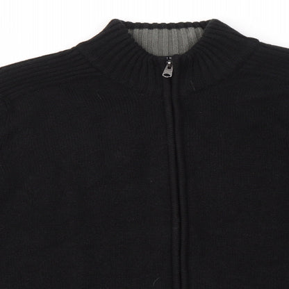 Kensington Mens Black High Neck  Acrylic Full Zip Jumper Size L