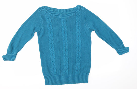 BHS Womens Blue Round Neck  Acrylic Pullover Jumper Size S