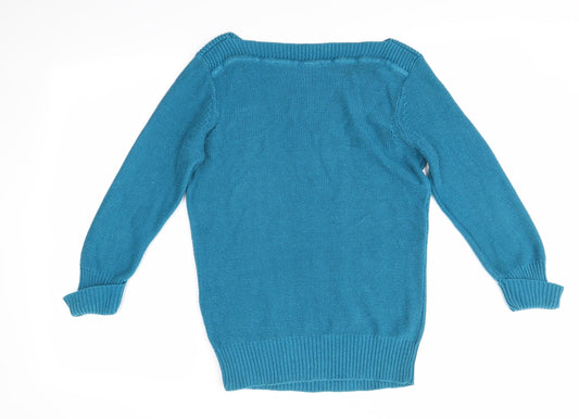BHS Womens Blue Round Neck  Acrylic Pullover Jumper Size S