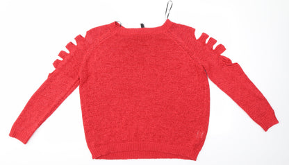 Womens UK Size M Rainbow Red Pullover Jumper