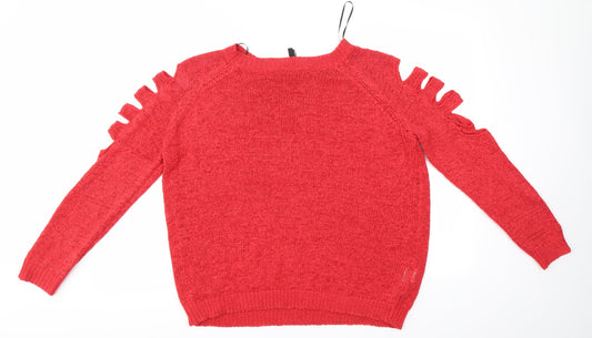 Womens UK Size M Rainbow Red Pullover Jumper