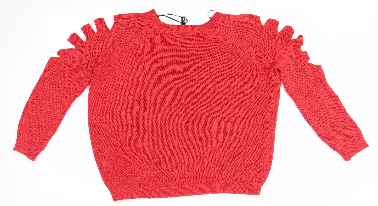 Womens UK Size M Rainbow Red Pullover Jumper