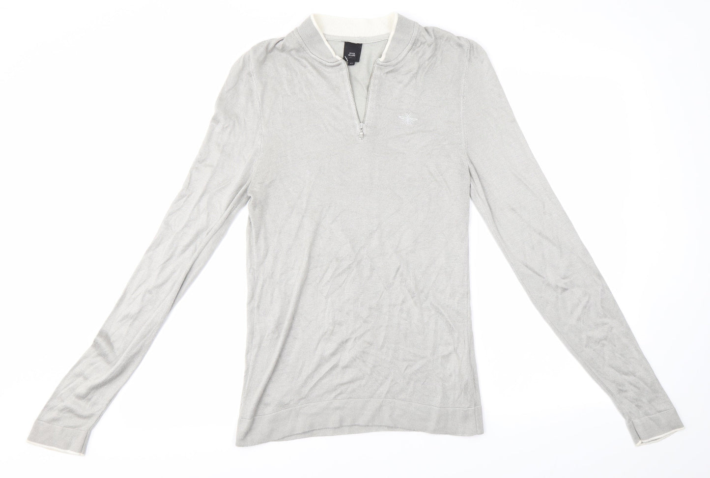 River Island Mens Grey High Neck  Viscose Pullover Jumper Size XS