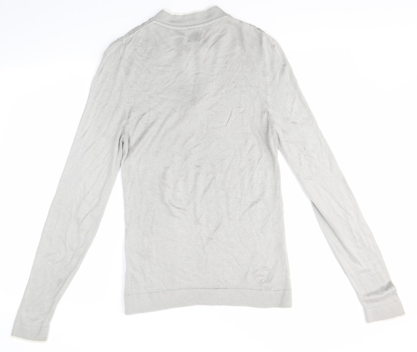 River Island Mens Grey High Neck  Viscose Pullover Jumper Size XS