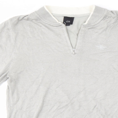 River Island Mens Grey High Neck  Viscose Pullover Jumper Size XS