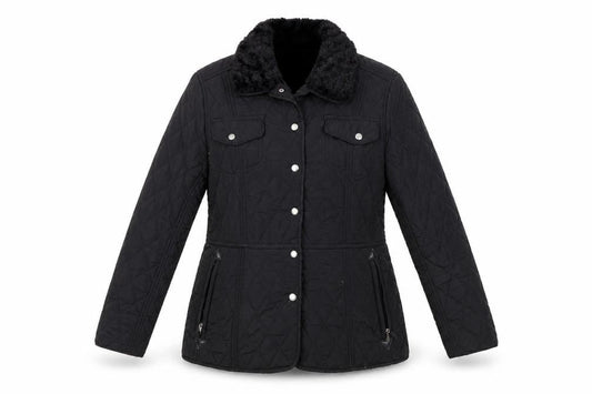 Front view of Weatherproof women’s black overcoat coat, size L