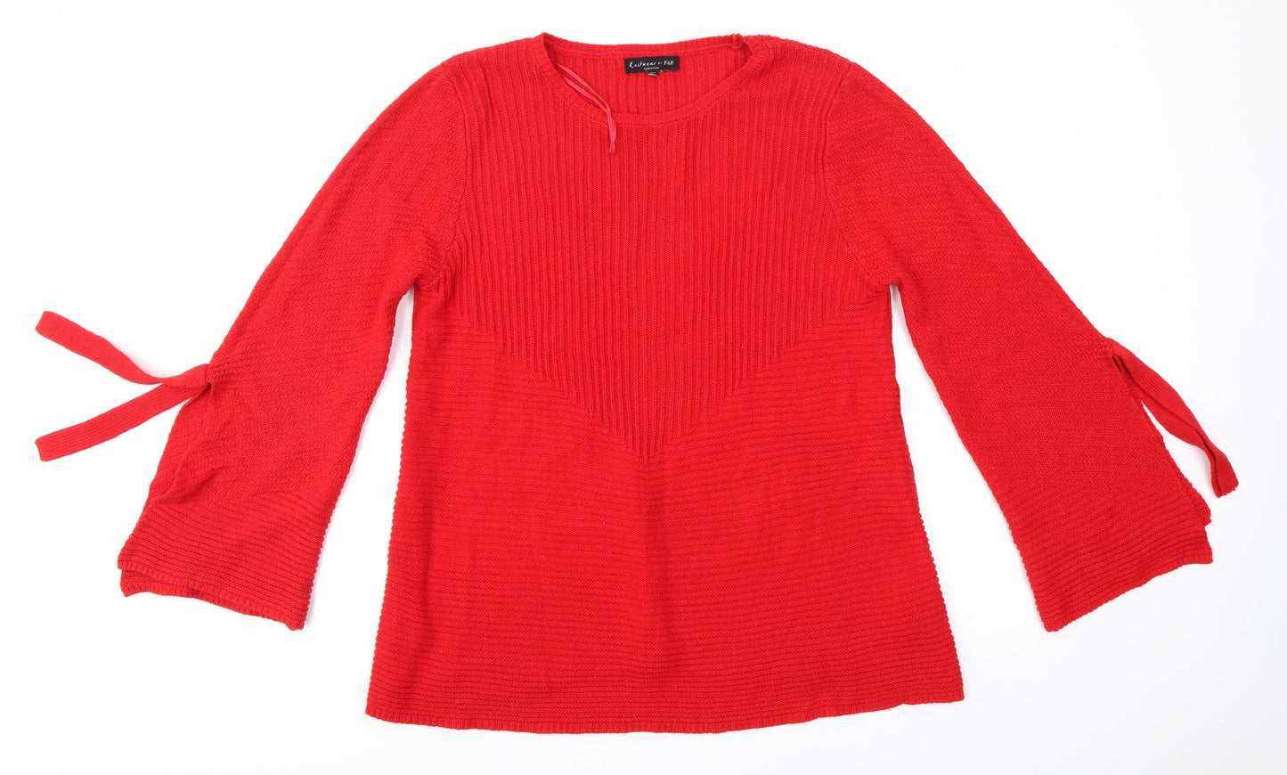 F&F Womens Red Round Neck  Acrylic Pullover Jumper Size 12