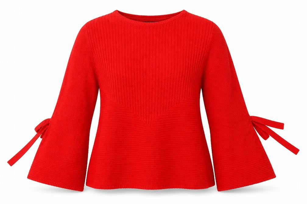 F&F Womens Red Round Neck  Acrylic Pullover Jumper Size 12