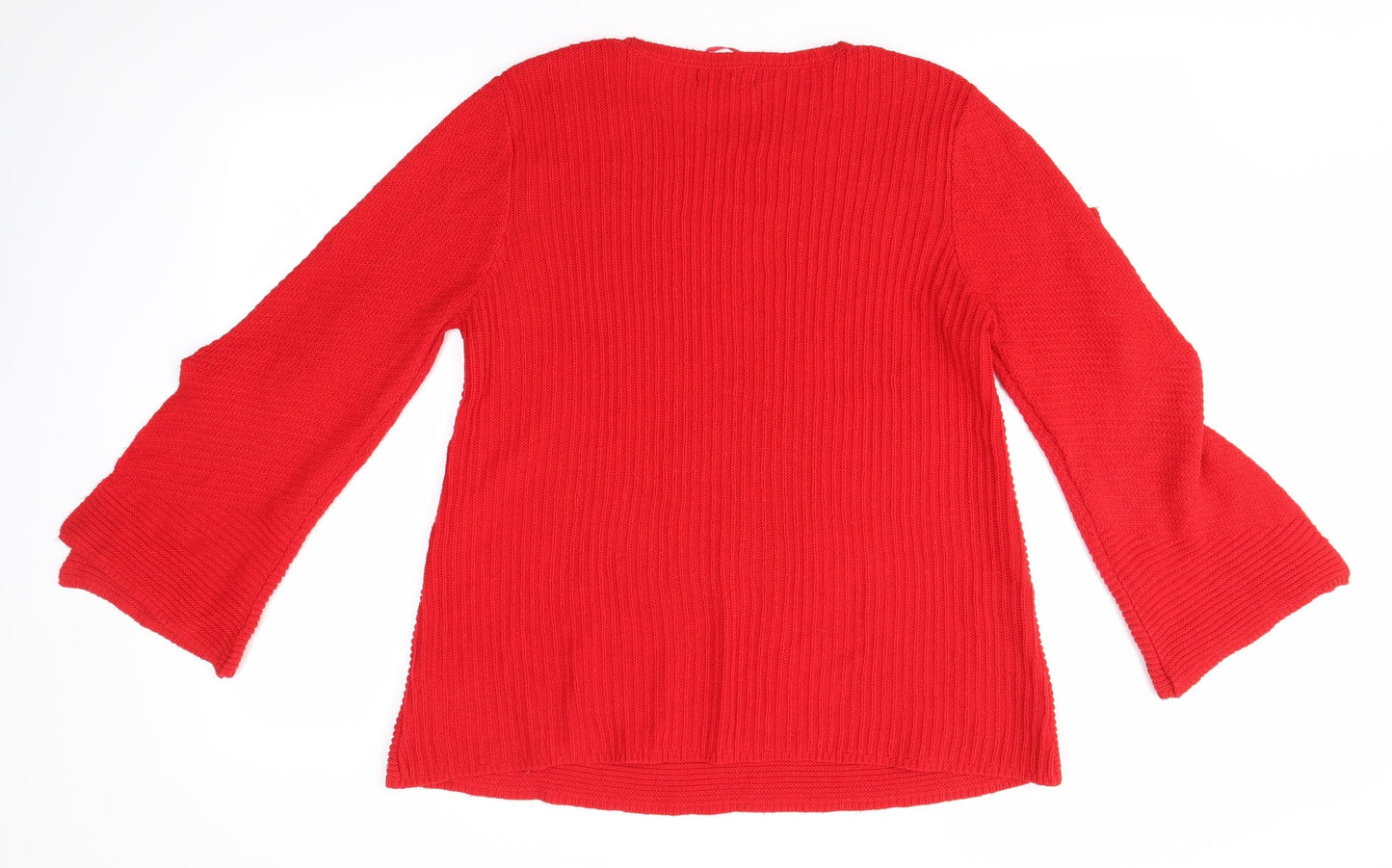 F&F Womens Red Round Neck  Acrylic Pullover Jumper Size 12