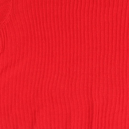 F&F Womens Red Round Neck  Acrylic Pullover Jumper Size 12