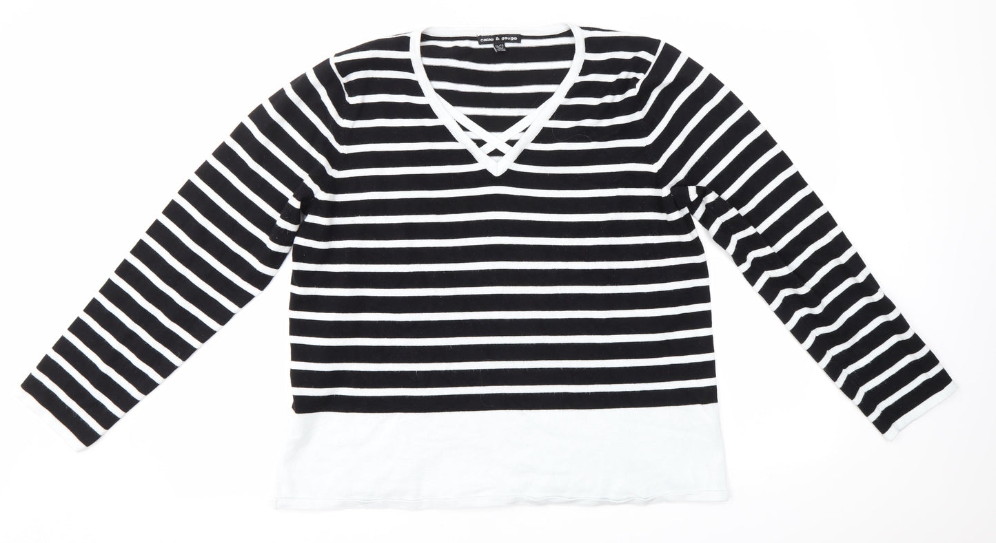 Cable & Gauge Womens Multicoloured Round Neck Striped Viscose Pullover Jumper Size XL