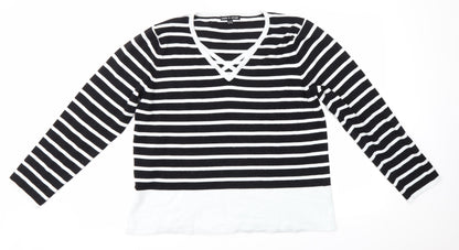 Cable & Gauge Womens Multicoloured Round Neck Striped Viscose Pullover Jumper Size XL