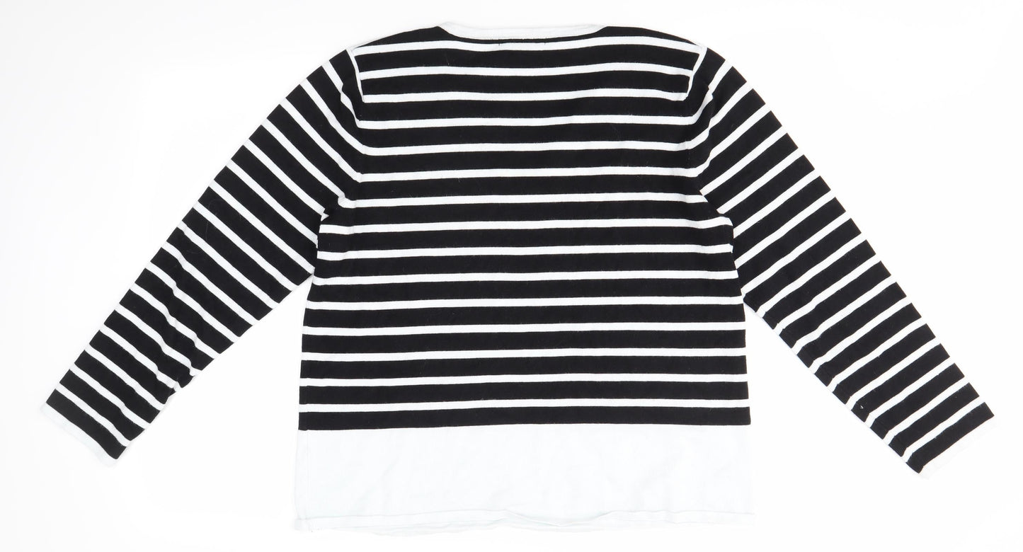 Cable & Gauge Womens Multicoloured Round Neck Striped Viscose Pullover Jumper Size XL