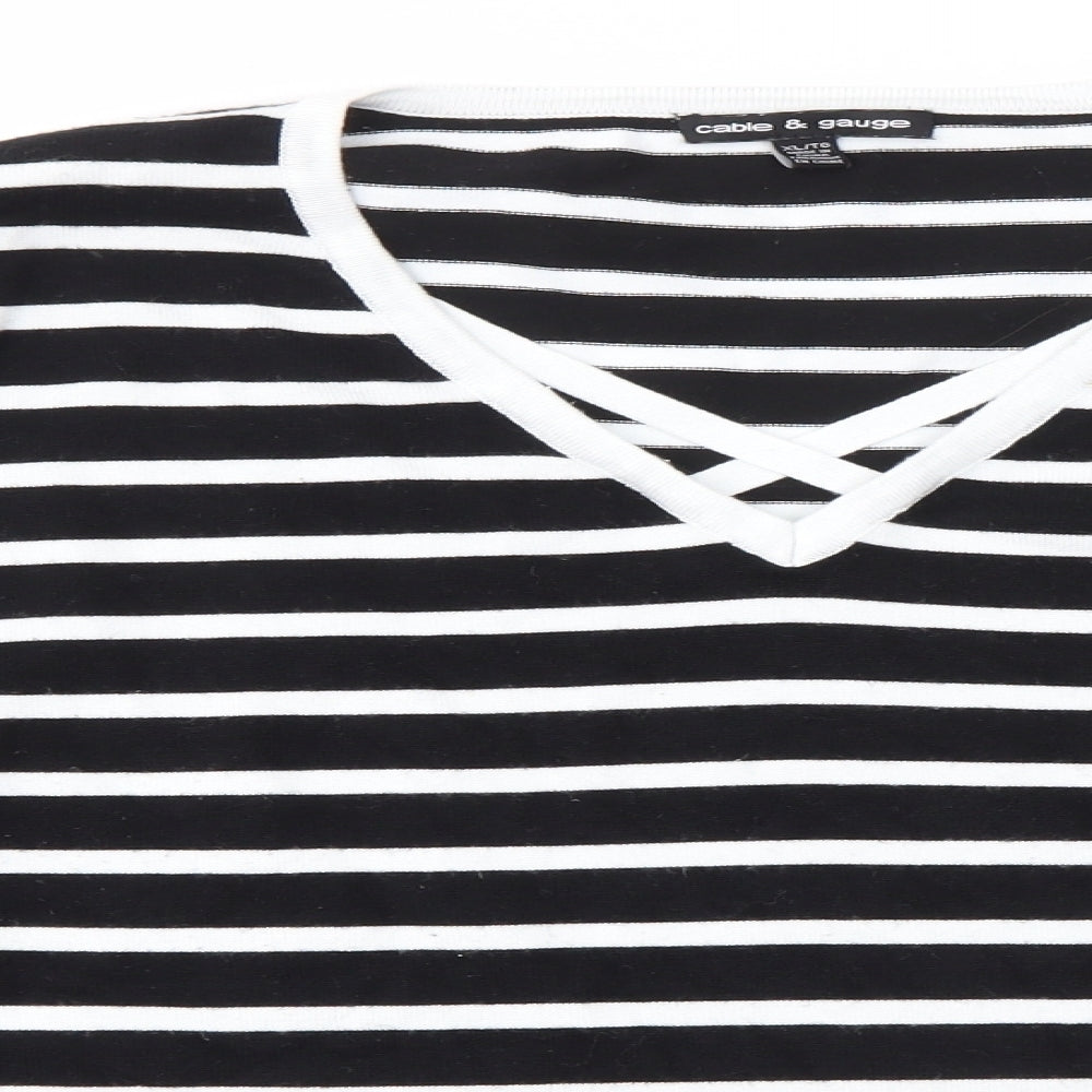 Cable & Gauge Womens Multicoloured Round Neck Striped Viscose Pullover Jumper Size XL