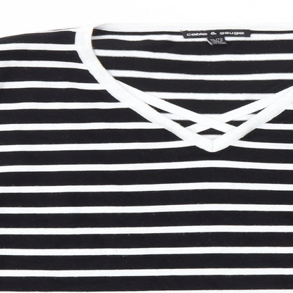 Cable & Gauge Womens Multicoloured Round Neck Striped Viscose Pullover Jumper Size XL