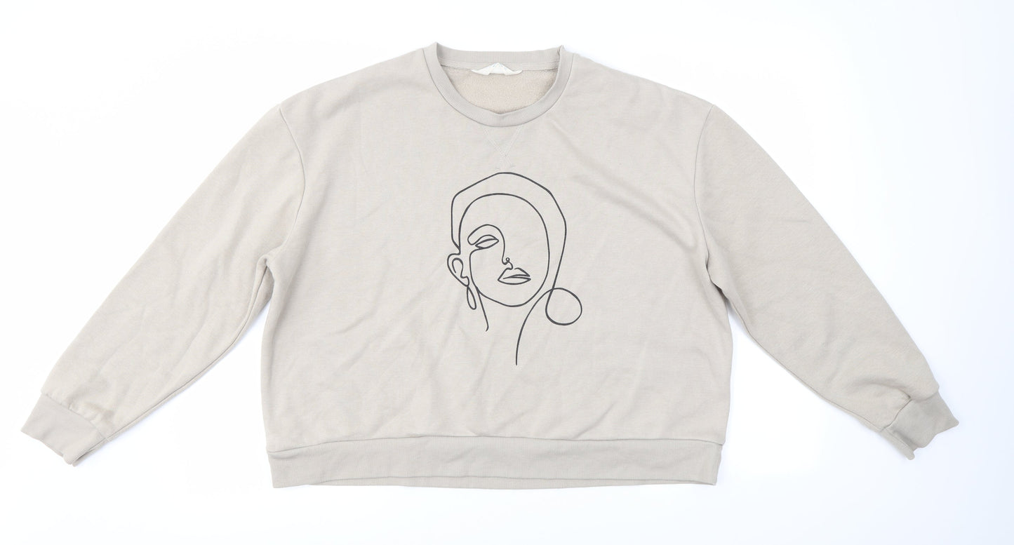 Primark Womens Beige Round Neck  Polyester Pullover Jumper Size 12