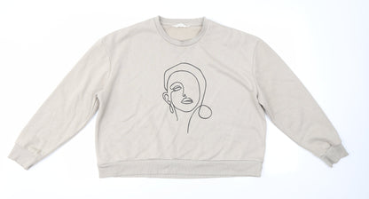 Primark Womens Beige Round Neck  Polyester Pullover Jumper Size 12