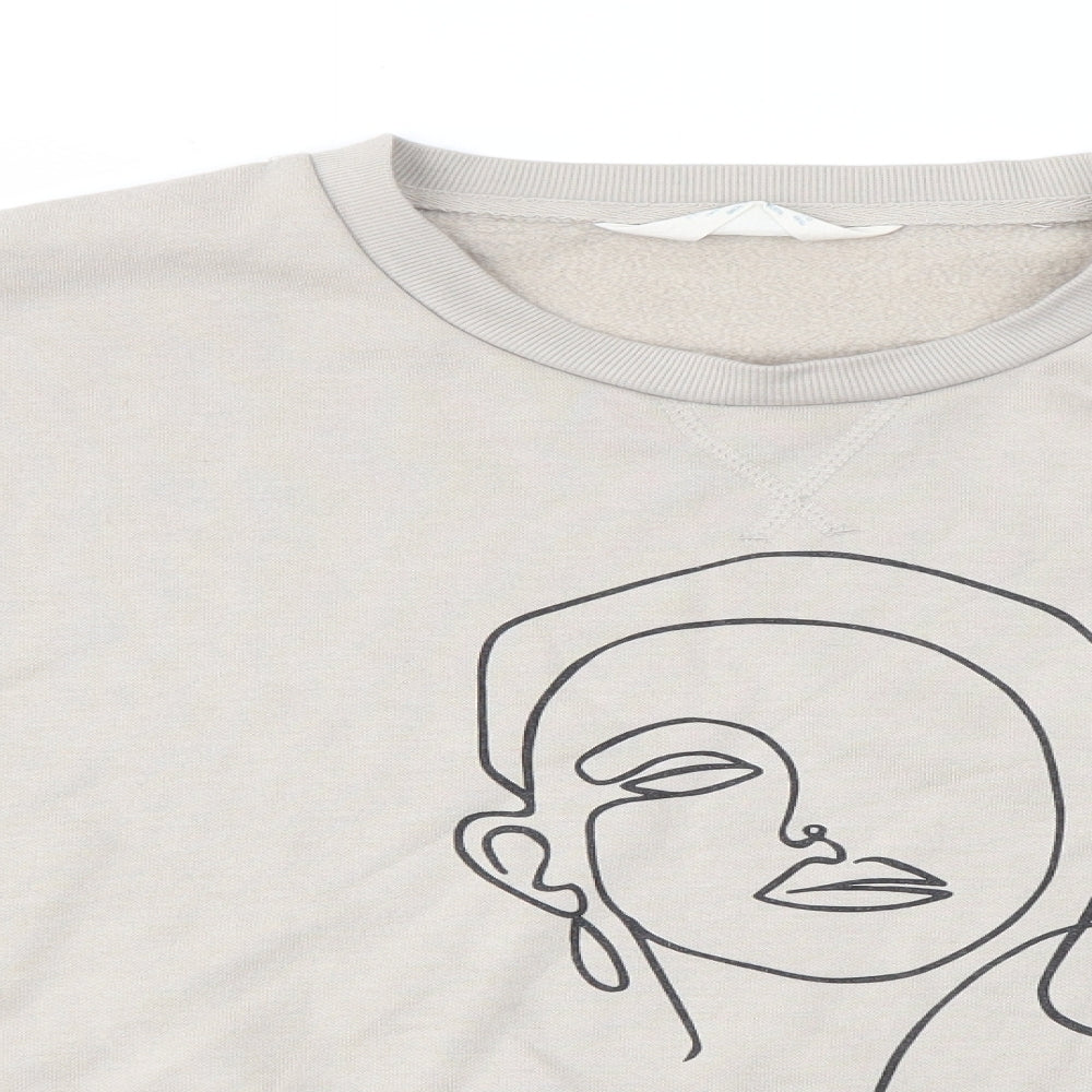 Primark Womens Beige Round Neck  Polyester Pullover Jumper Size 12