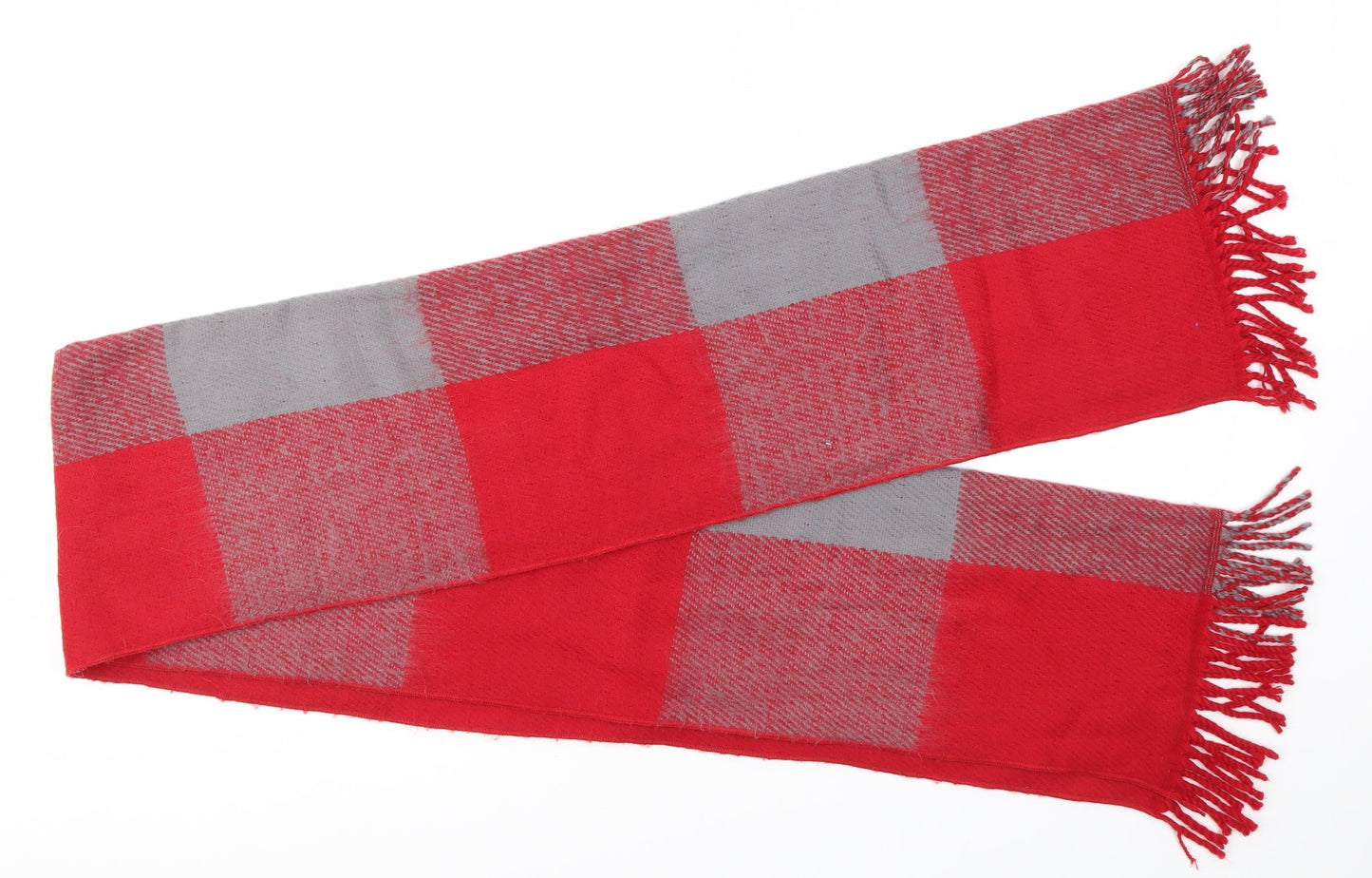 Preworn Unisex Red Check Acrylic  Scarf