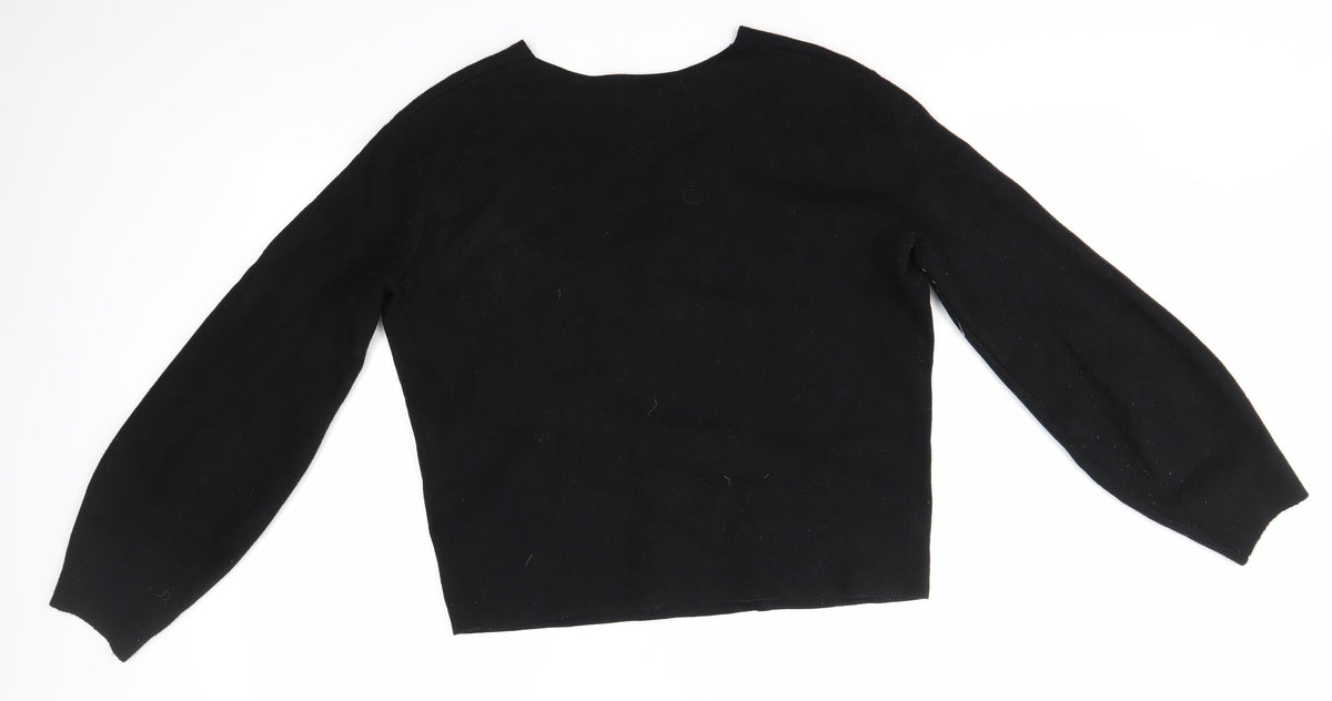 H&M Womens Black V-Neck  Viscose Pullover Jumper Size S