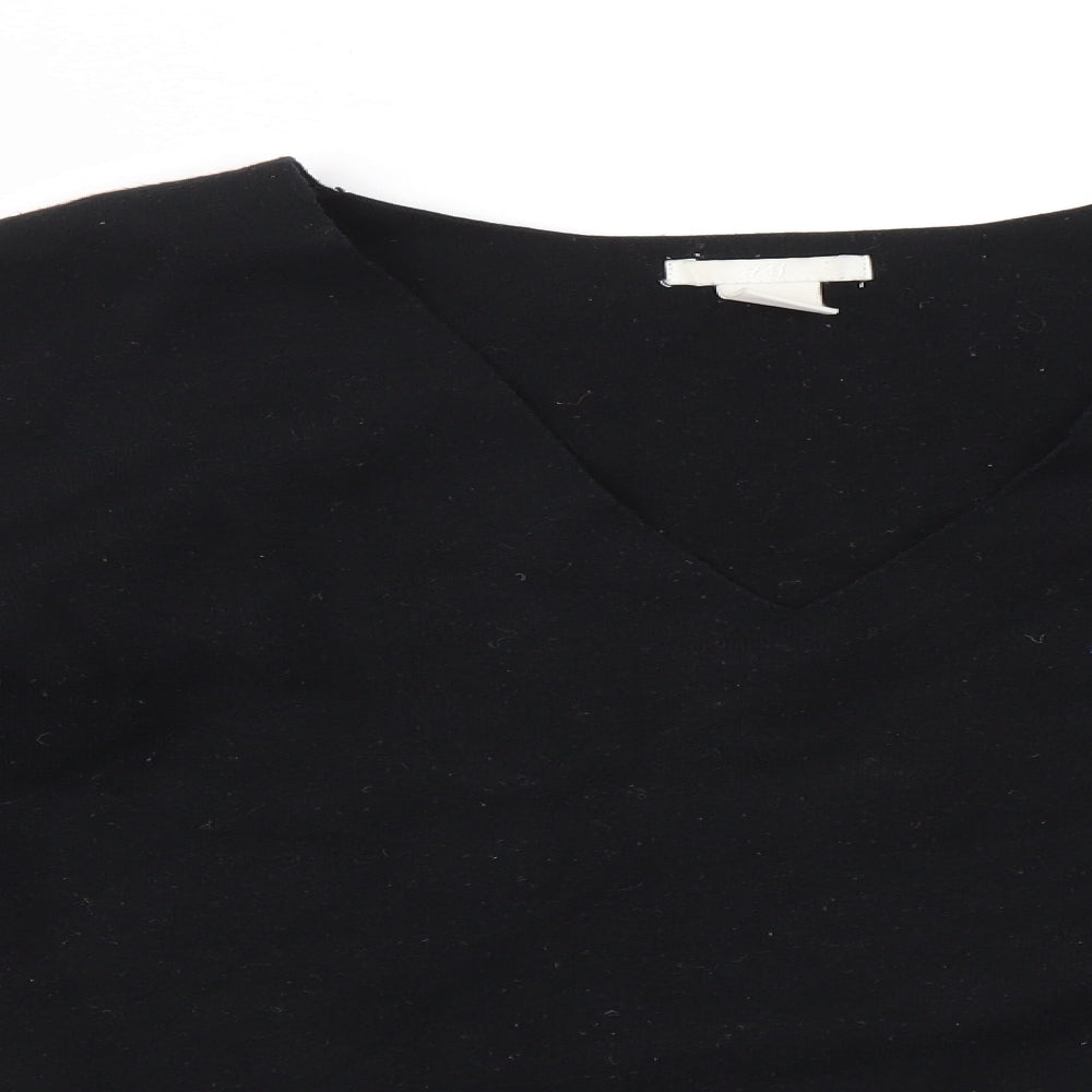 H&M Womens Black V-Neck  Viscose Pullover Jumper Size S