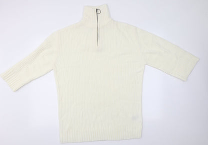 H&M Mens Ivory High Neck  Acrylic Pullover Jumper Size S