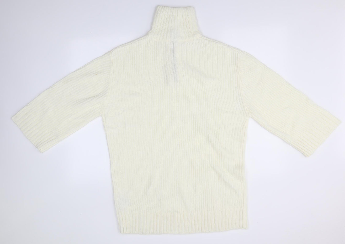 H&M Mens Ivory High Neck  Acrylic Pullover Jumper Size S