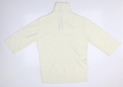 H&M Mens Ivory High Neck  Acrylic Pullover Jumper Size S