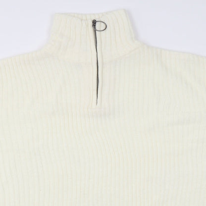 H&M Mens Ivory High Neck  Acrylic Pullover Jumper Size S
