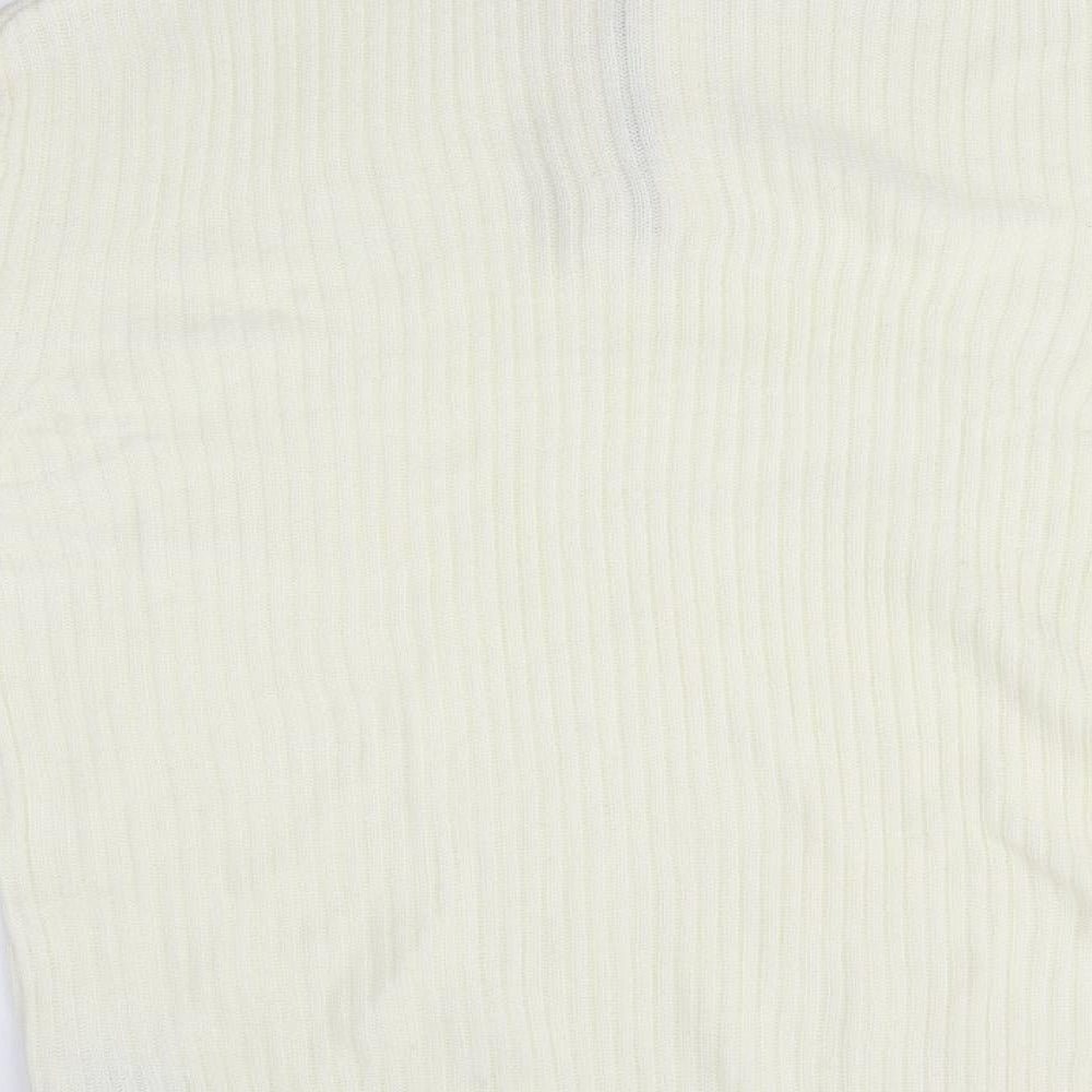 H&M Mens Ivory High Neck  Acrylic Pullover Jumper Size S