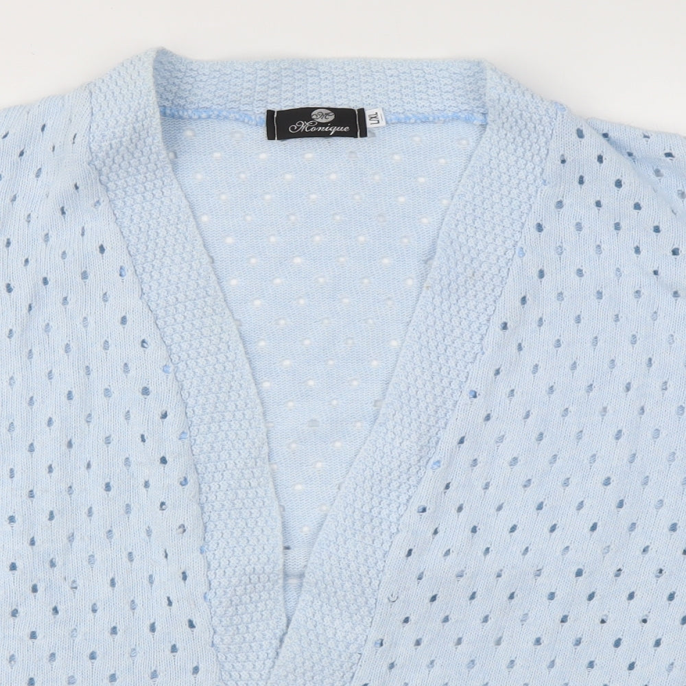 Womens UK Size L Monique Blue Cardigan Jumper