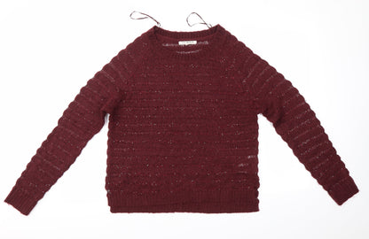 Love knitwear Womens Purple Round Neck  Acrylic Pullover Jumper Size 14