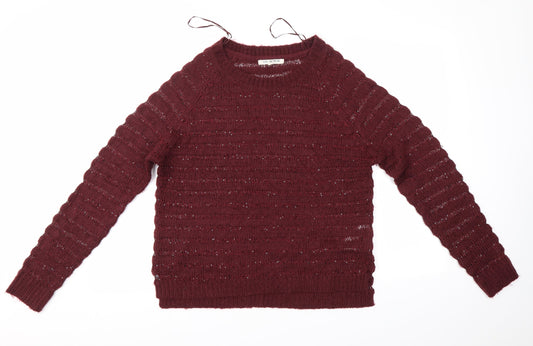 Love knitwear Womens Purple Round Neck  Acrylic Pullover Jumper Size 14