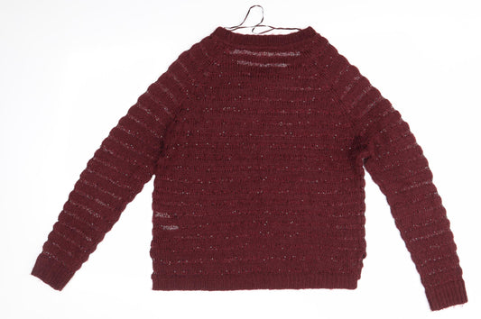 Love knitwear Womens Purple Round Neck  Acrylic Pullover Jumper Size 14